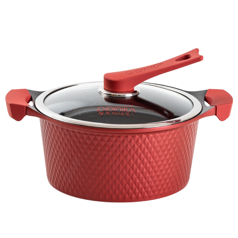 迪迪尼卡(Didinika) 麦饭石汤锅蒸锅两用不粘锅电磁炉燃气灶适用家用炖锅24cm
