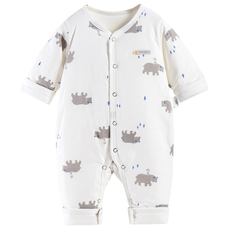 童泰TONGTAI婴童棉服秋冬纯棉薄棉连体衣1-24个月宝宝哈衣爬服儿童通用90cm