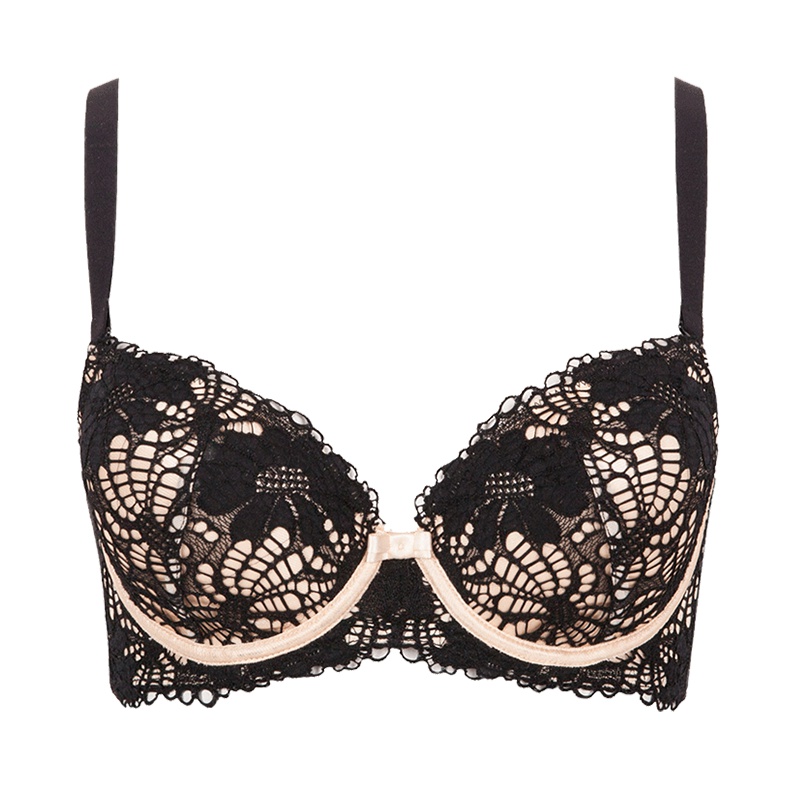 古今3/4罩杯时尚撞色花边薄棉杯文胸舒适小杯聚拢内衣女 0H8072