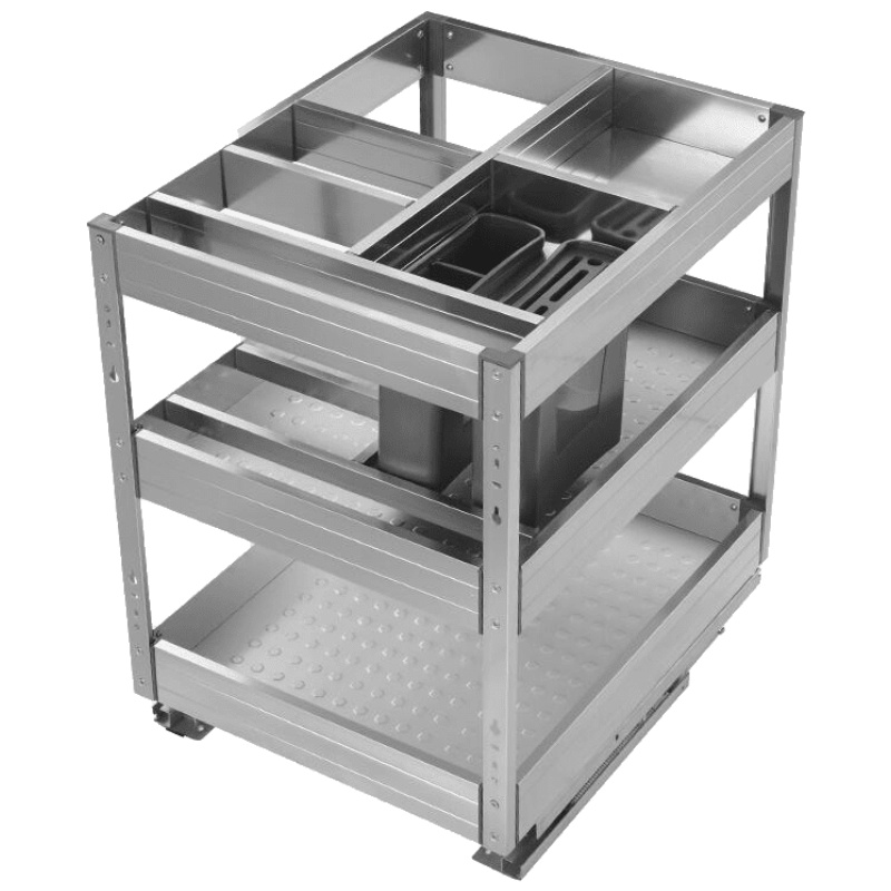 品牌直营> 厨房橱柜调味拉篮太空铝铝合金调料拉篮抽屉式铝合金拉篮安心抵