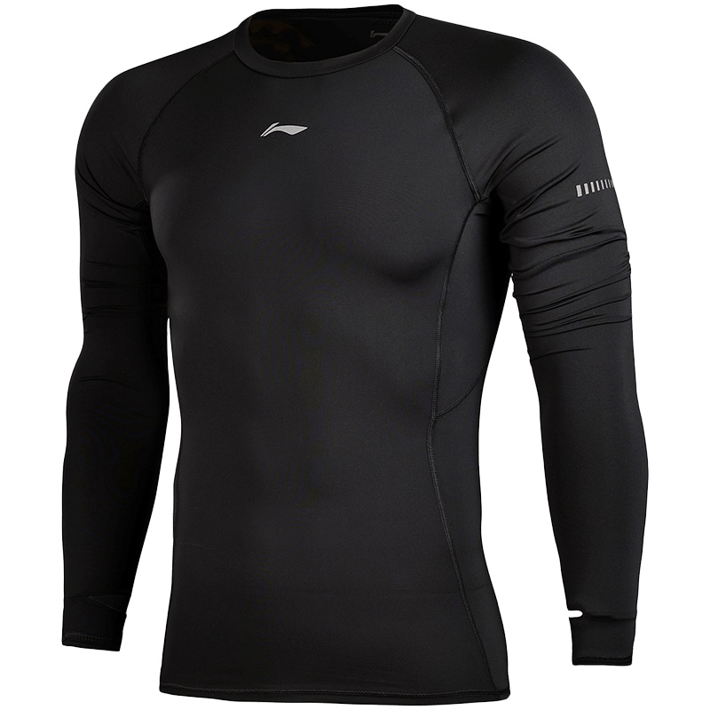 【自营】李宁男子长袖紧身衣休闲运动服AUDM103-1 3XL AUDM103-1黑色