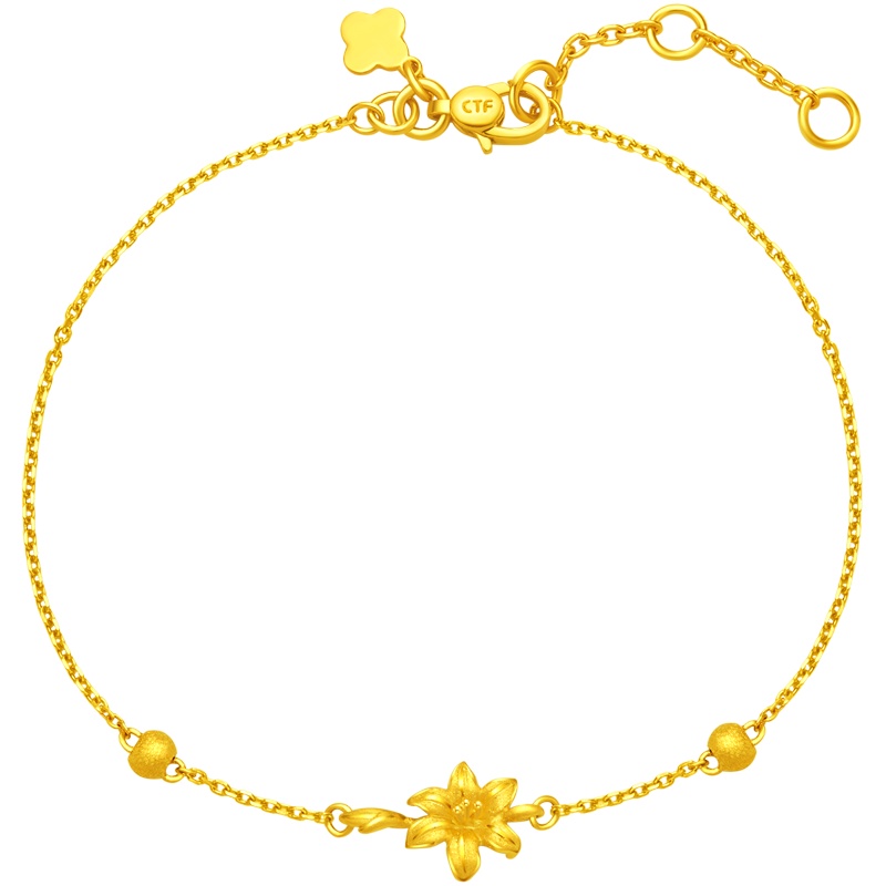 周大福珠宝首饰忘忧草足金金手链计价F222316精品