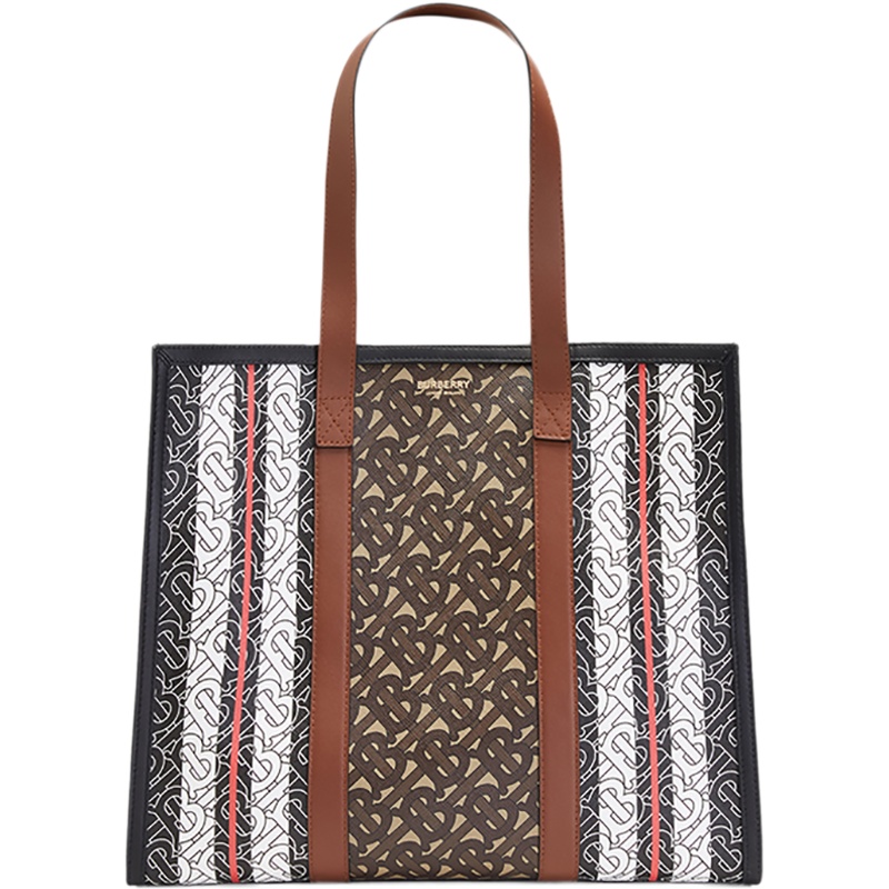 BURBERRY 博柏利 男女通用 专属标识条纹环保帆布小号托特包手提包 80193831