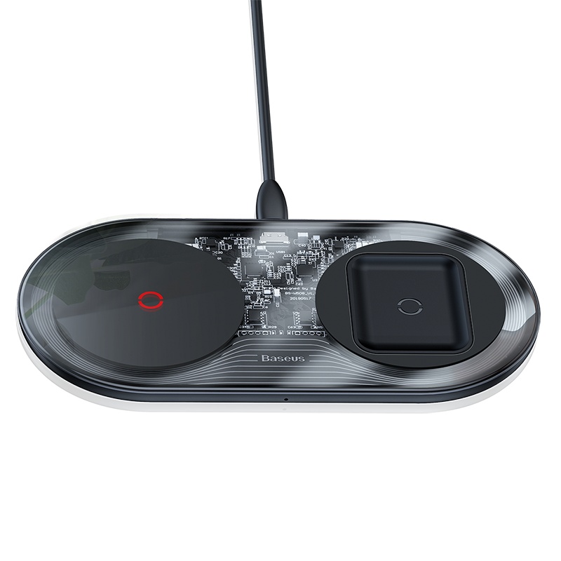 倍思无线充电器苹果20W快充手机耳机二合一iPhone万能通用耳机黑色TZWXJK-B01欧规