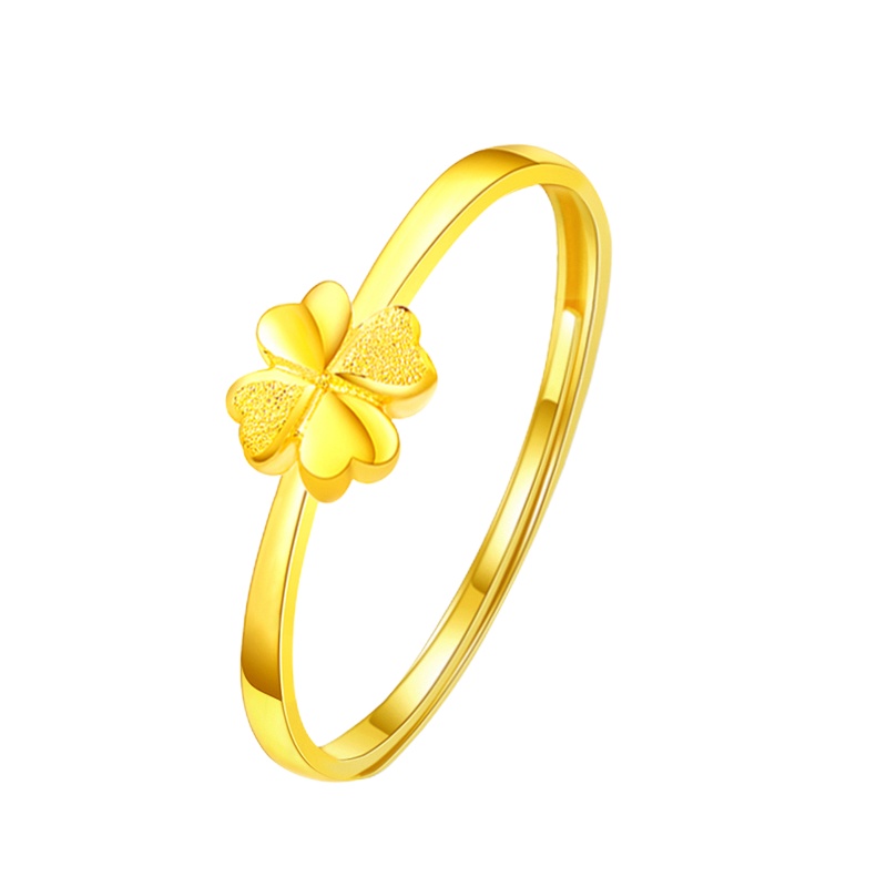 GZUAN古钻珠宝 幸运四叶草 黄金足金999 戒指简约活口戒小圈细款 JXHJJ0014