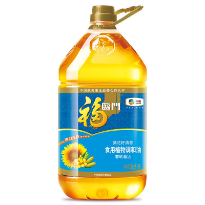 中粮福临门非转基因葵花籽清香食用植物调和油5L/桶含59%进口葵花籽油