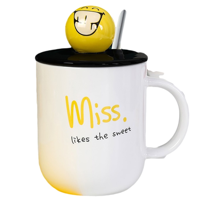 贝瑟斯 可爱少女陶瓷马克杯笑脸情侣水杯韩版潮流咖啡杯个性创意杯子