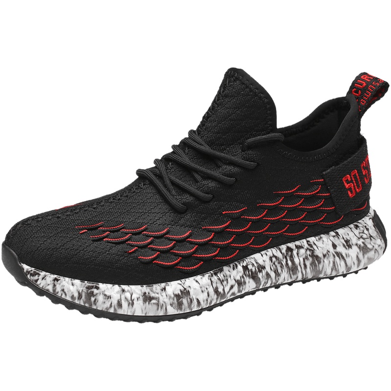 狄恩纪2019夏季休闲鞋男士舒适透气飞织网面百搭运动潮流男鞋