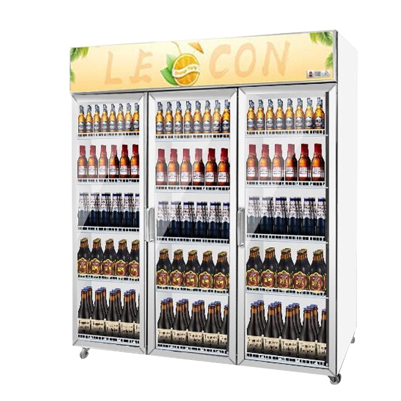 乐创(lecon) 饮料柜展示柜冷藏柜立式冰柜商用冰箱饮品啤酒蔬菜水果保鲜冷柜鲜花柜陈列柜 三门直冷上机组普通门魅力橙
