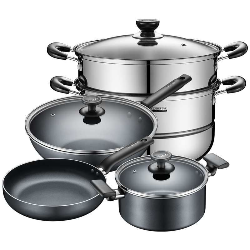 苏泊尔(SUPOR)爱家不粘四件套(不粘三件套TP2040E+蒸锅EZ26BS05)