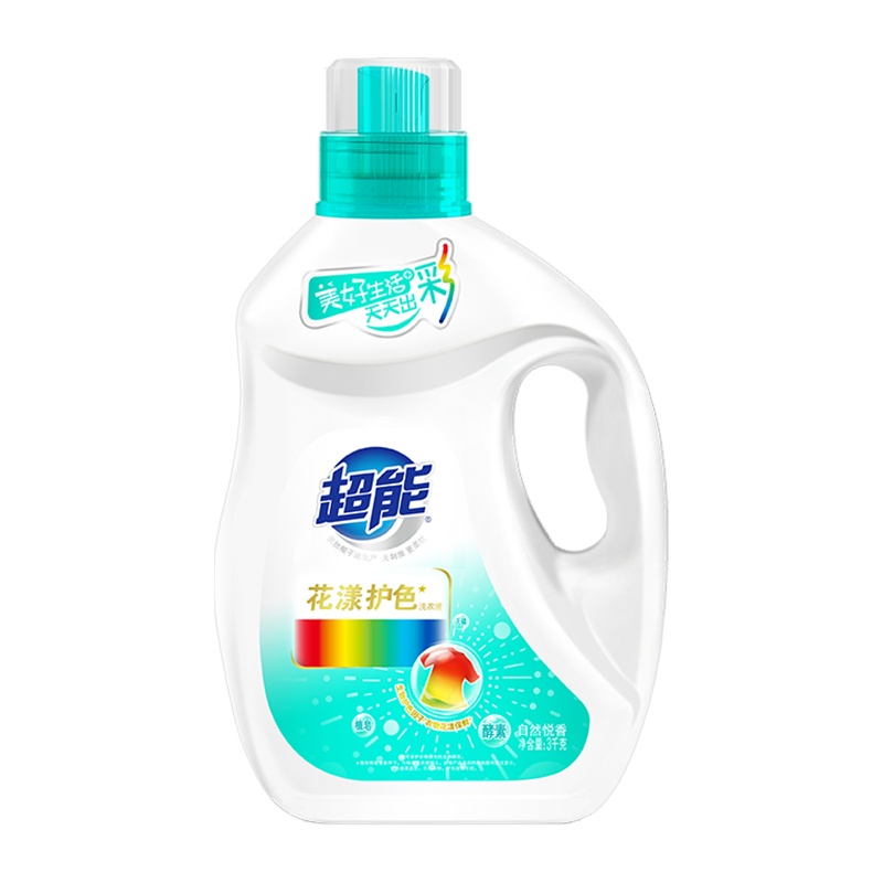 超能花漾护色洗衣液3kg天然椰子油生产添加天然酵素生物护色防串色易漂清无残留