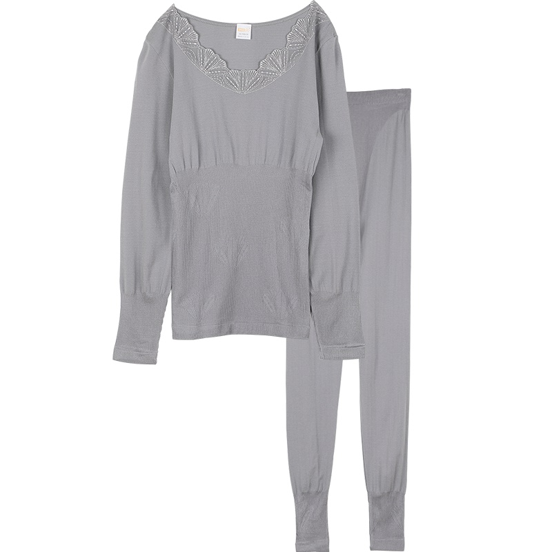 红豆(HODO)秋衣秋裤女士美体套装打底棉毛衫秋冬女式蕾丝紧身内衣套装