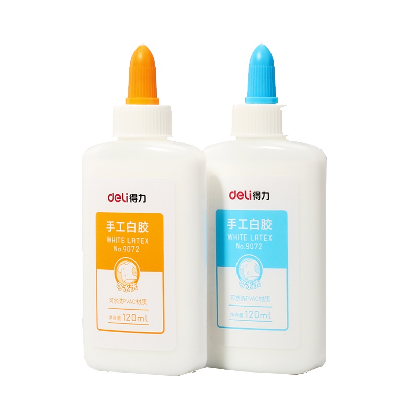 得力(deli)9072白胶学生手工专用白胶可洗白乳胶水速干粘合剂120ml/支12支装