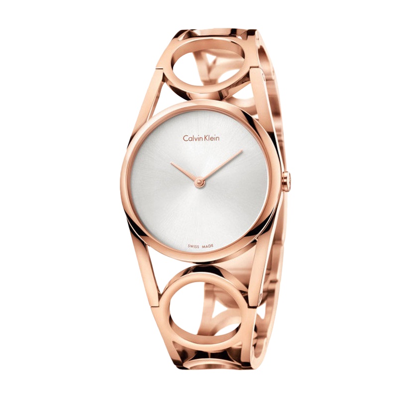 卡文克莱ck手表石英女表银白盘手镯式表链