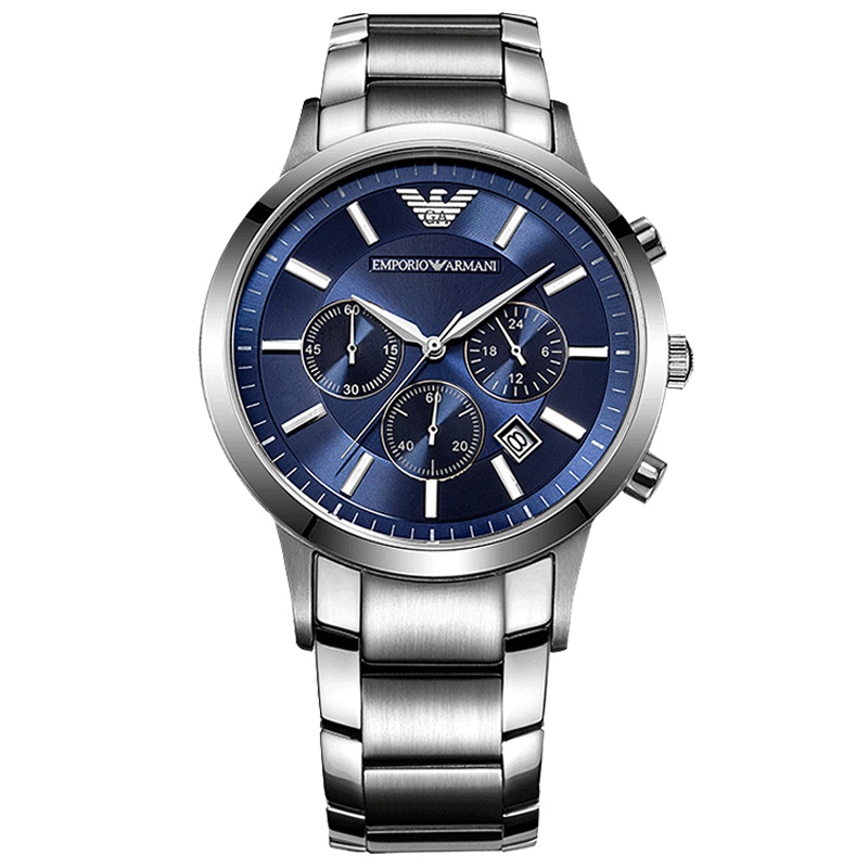阿玛尼（Emporio Armani ）三针潮流时尚表男飞行员多功能钢带石英表 男 AR2448