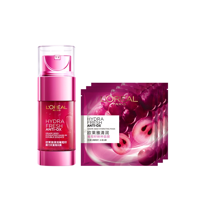 欧莱雅(LOREAL)清润葡萄籽膜力双重精华露50ml 精华凝露 修护;保湿补水;滋润营养