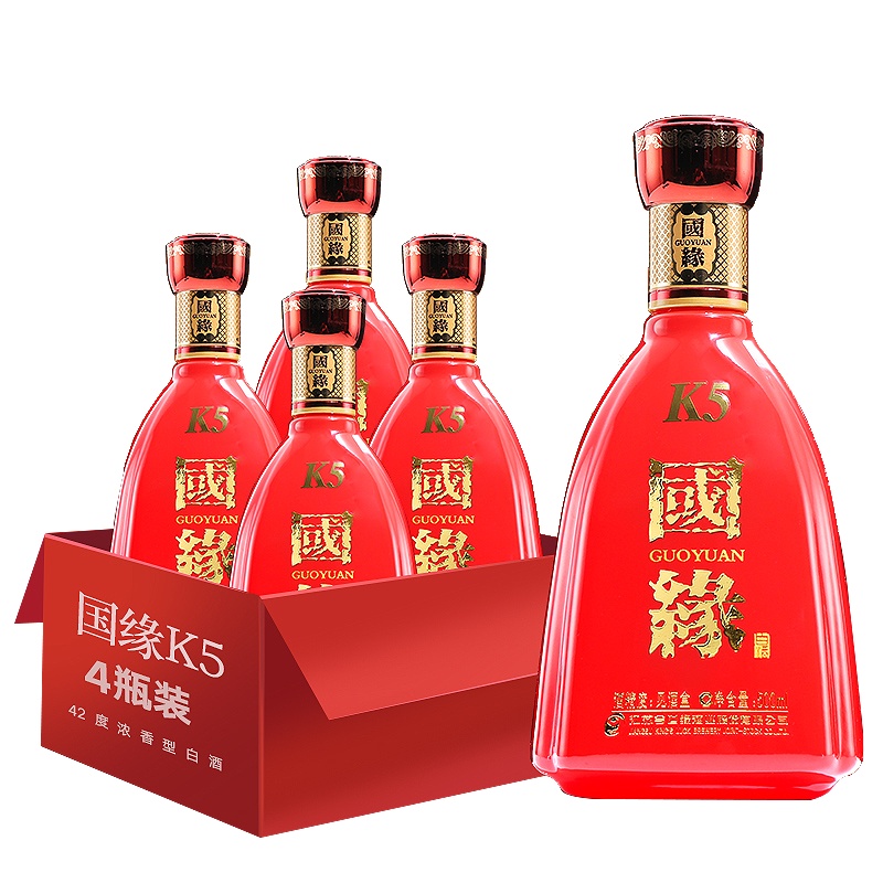 今世缘 国缘 K5 42度/柔雅型 白酒500ml *4瓶 整箱装 企业团购(勿拍)
