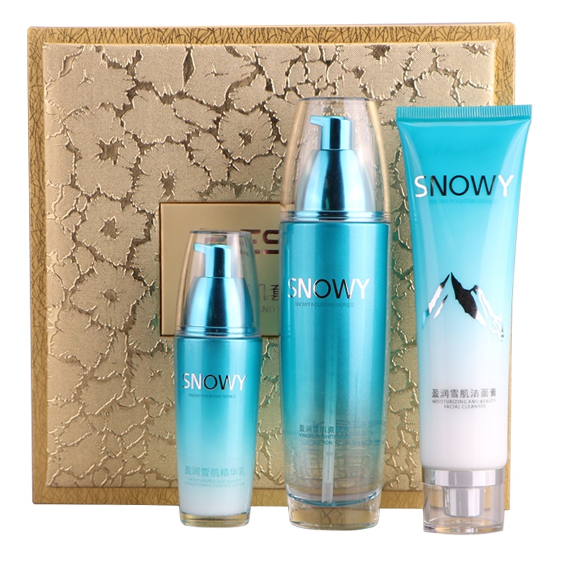 RESIN 港版出口装盈润雪肌面部护肤套装礼盒360ml/套盒深层清洁洁面膏/收缩毛孔爽肤水保湿补水精华乳 各种肤质通用