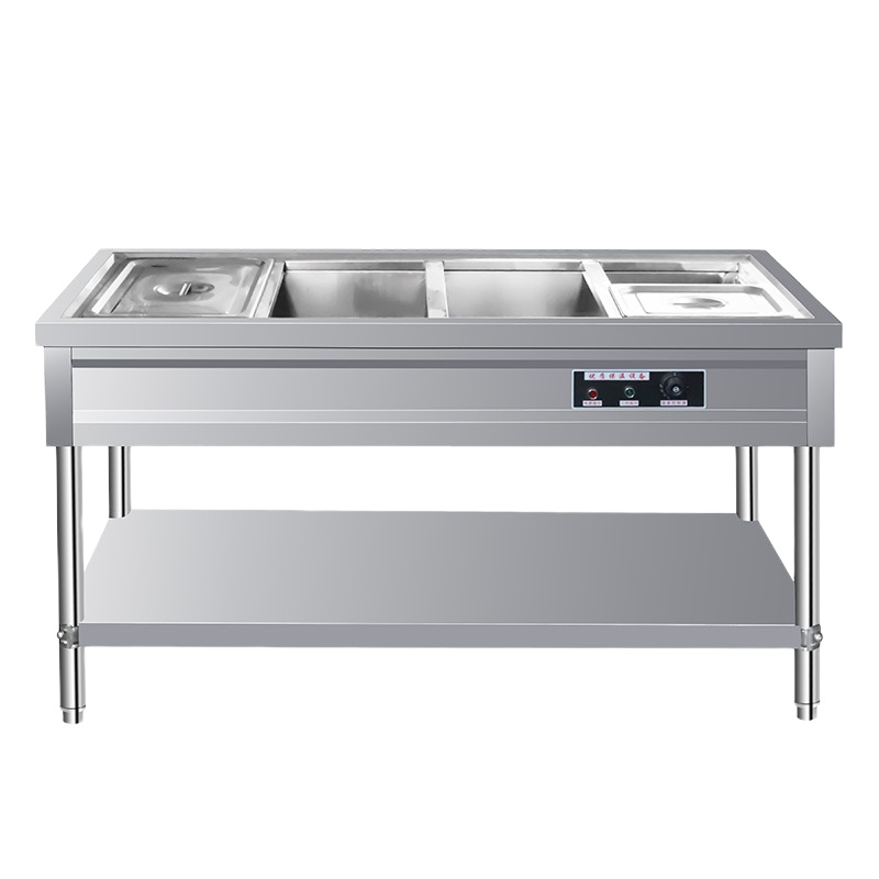 今创 四格保温售饭台商用快餐车加厚不锈钢食堂多格电热汤池台式饭菜保温台