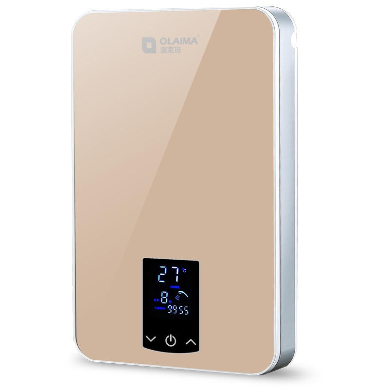 澳莱玛/OLAIMA即热式电热水器OLM-H2-85B金色智能速热精准恒温防冻防干烧低水压启动仿生静音超薄