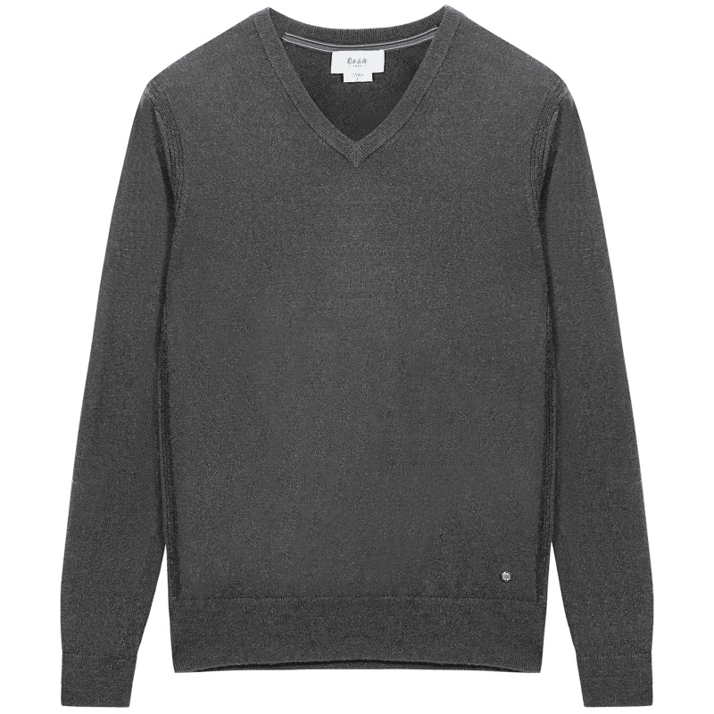 鄂尔多斯1980 秋冬V领男士羊绒衫纯色商务休闲百搭针织衫