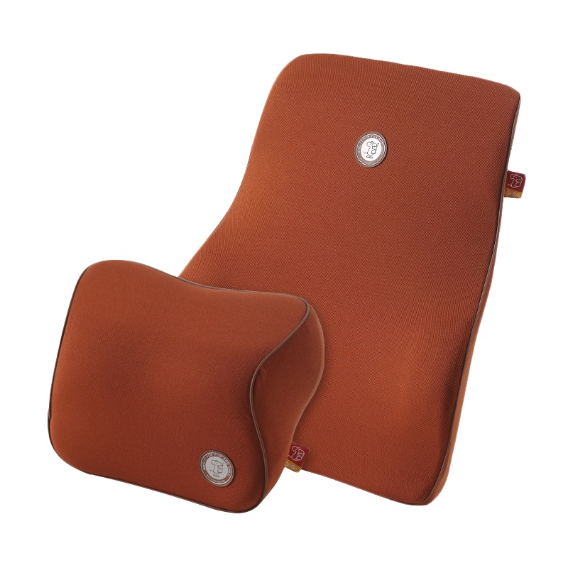 吉吉(GiGi)汽车头枕腰靠 G-1107+1110太空记忆棉腰靠垫 护颈枕 两件套咖色