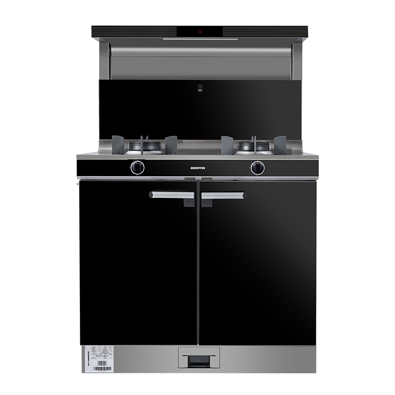 北斗星G2GC不锈钢台面 侧吸下排式抽油烟机燃气灶储藏柜一体集成灶 液化气