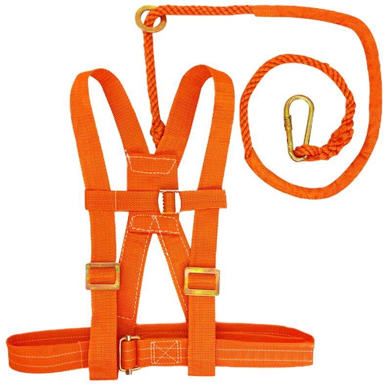 百舸 高空作业防坠落安全带工地施工 电工防护五点式全身式安全绳国标保险带腰带 加厚单钩双背带式2m*100kg