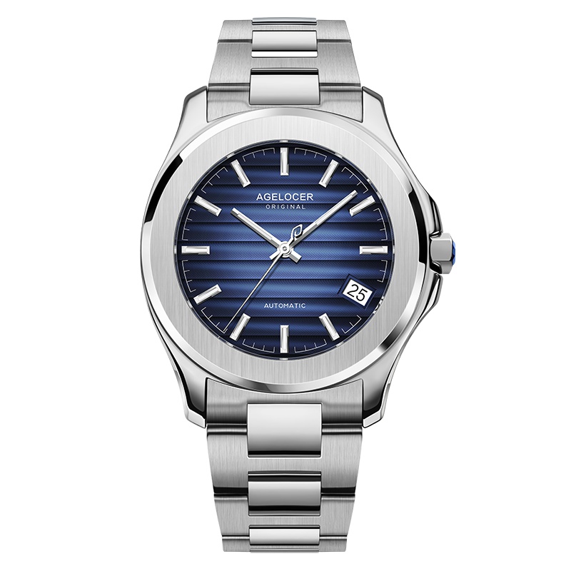 艾戈勒（agelocer）瑞士腕表 全景背透夜光防水全自动机械表 男士潮流手表 大日历潮流手表男BAIKAL A6301