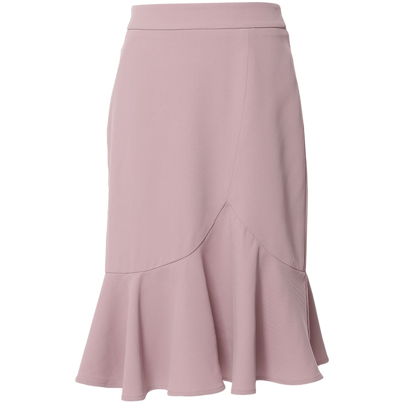 欧昵雪夏季气质显瘦鱼尾半身裙女高腰荷叶边a字包臀裙子