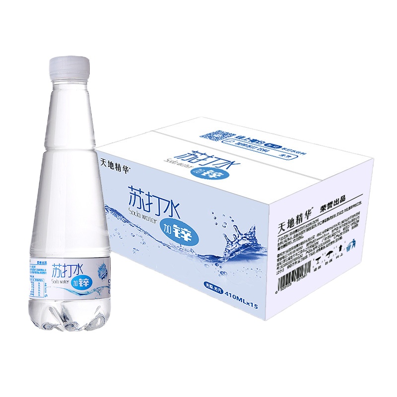 天地精华 苏打水 碱性无糖无气加锌 410ml*15瓶*1箱 整箱装
