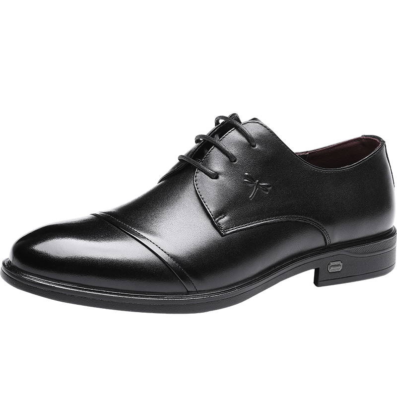 红蜻蜓男鞋秋季新款真皮系带英伦尖头商务皮鞋办公室正装鞋男