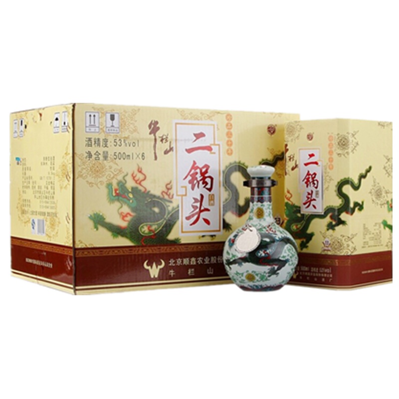 北京牛栏山二锅头 53度青龙 珍品三十年青龙 牛栏山珍品30年53度清香型500ml*6瓶装牛栏山青龙30年 整箱装白酒