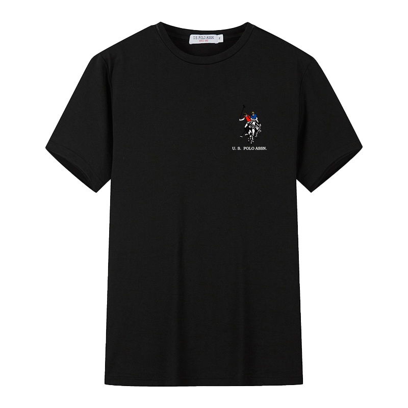 USPOLO ASSN（100%棉）夏季新款男士短袖T恤时尚简约运动休闲纯棉圆领印花t恤衫宽松上衣