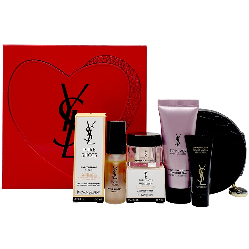 圣罗兰妍活青春洁面霜20ml+悦享青春夜间焕肤精华液7ml+悦享青春面霜7ml+亮颜唇部精华霜3ml+黑色圆型零钱包