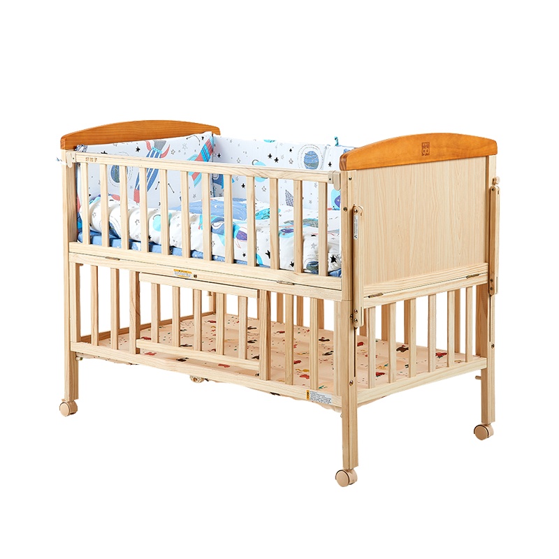 gb好孩子婴儿床实木无漆宝宝多功能松木儿童床送摇篮送蚊帐 0-6岁适用 进口松木(送摇篮和蚊帐)