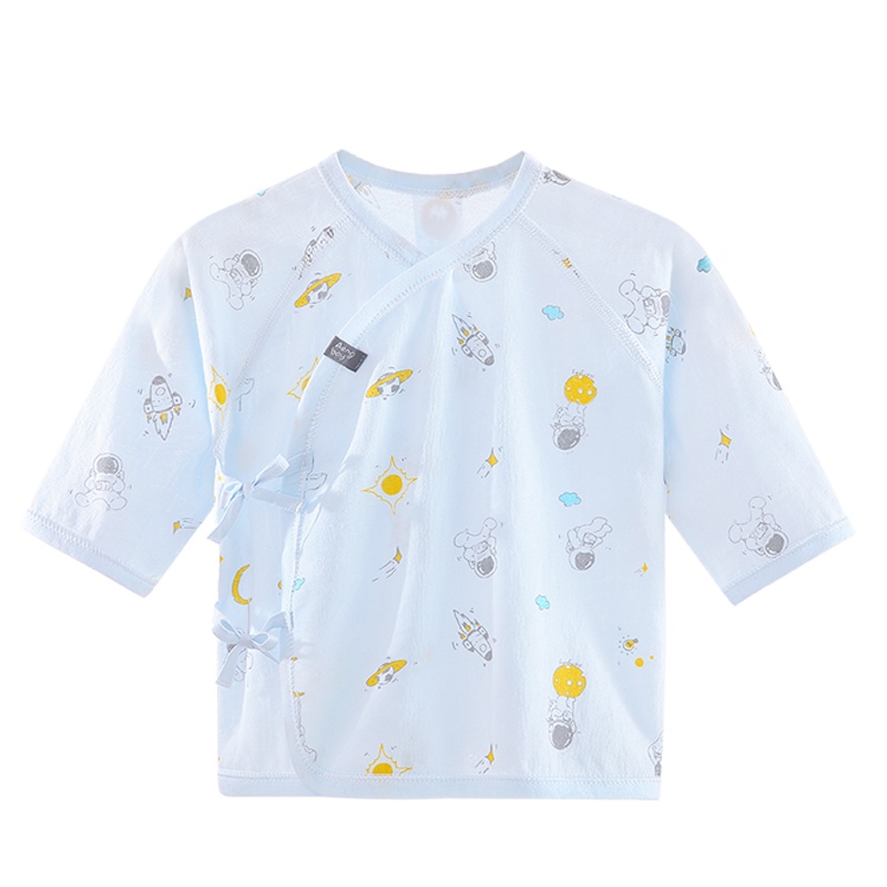 Aengbay 新生儿单件上衣0-3婴儿衣服和尚服初生超薄长袖无骨缝制