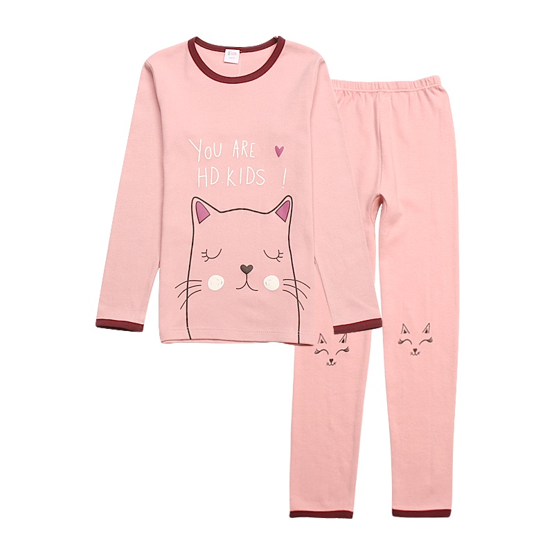 红豆儿童纯棉内衣套装女童低圆领套装女童柔软秋衣秋裤套装