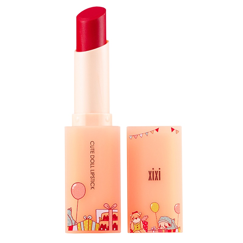 xixi公主密语欣魅口红杏橘方杆质地清透滋润上色火龙果色显色防水