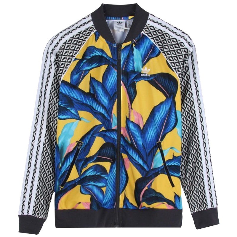 阿迪达斯(adidas)女士时尚植物花卉休闲运动夹克外套SST TT DH3066