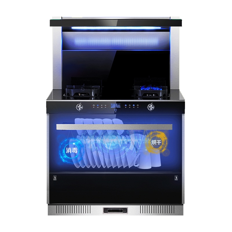 亿田(entive)D8G侧吸下排抽油烟机燃气灶消毒柜套装家用一体灶 液化气 集成灶