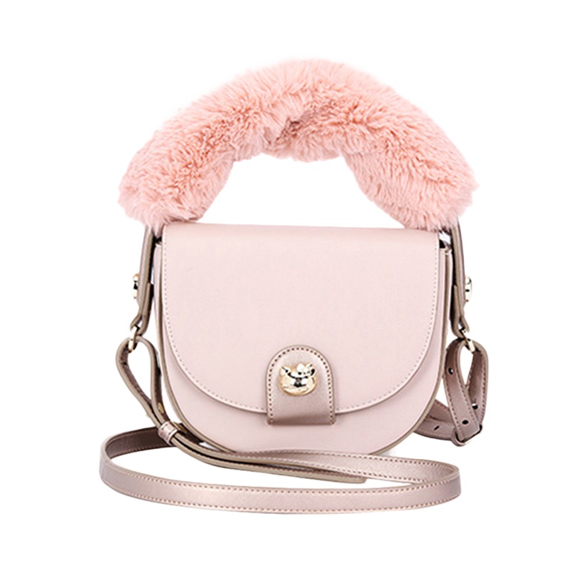 HELLO KITTY 毛绒hellokitty系列提手翻盖手提单肩包 粉