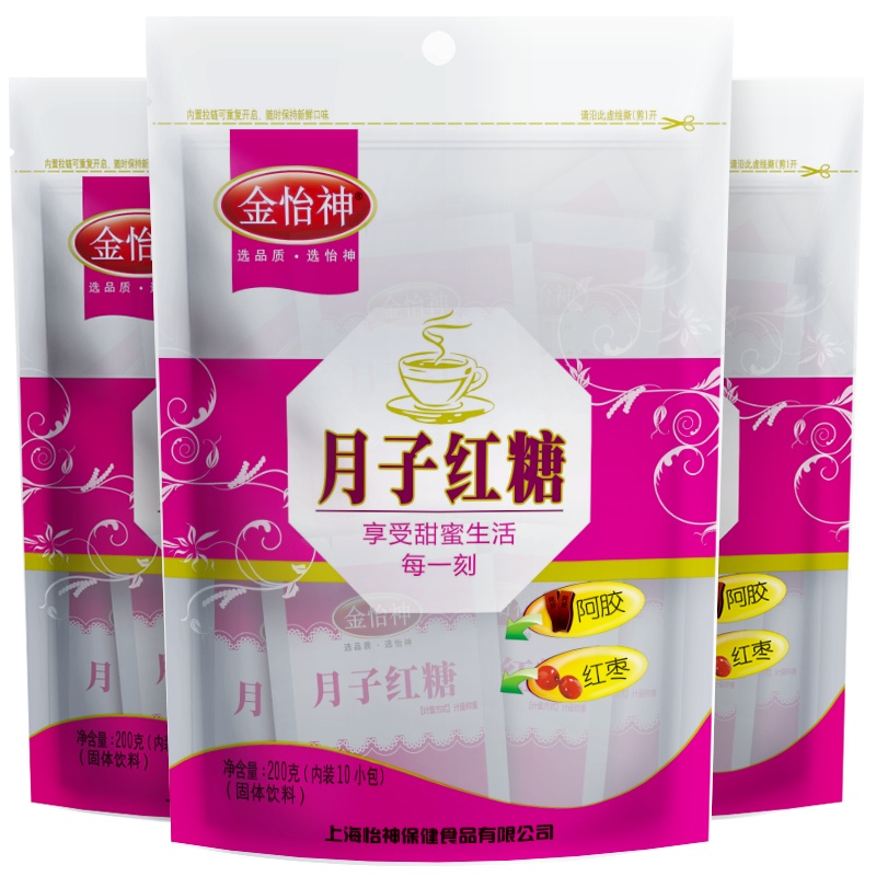 金怡神月子红糖姜茶阿胶红枣红糖姜茶古法熬制老红糖小袋装200g*3