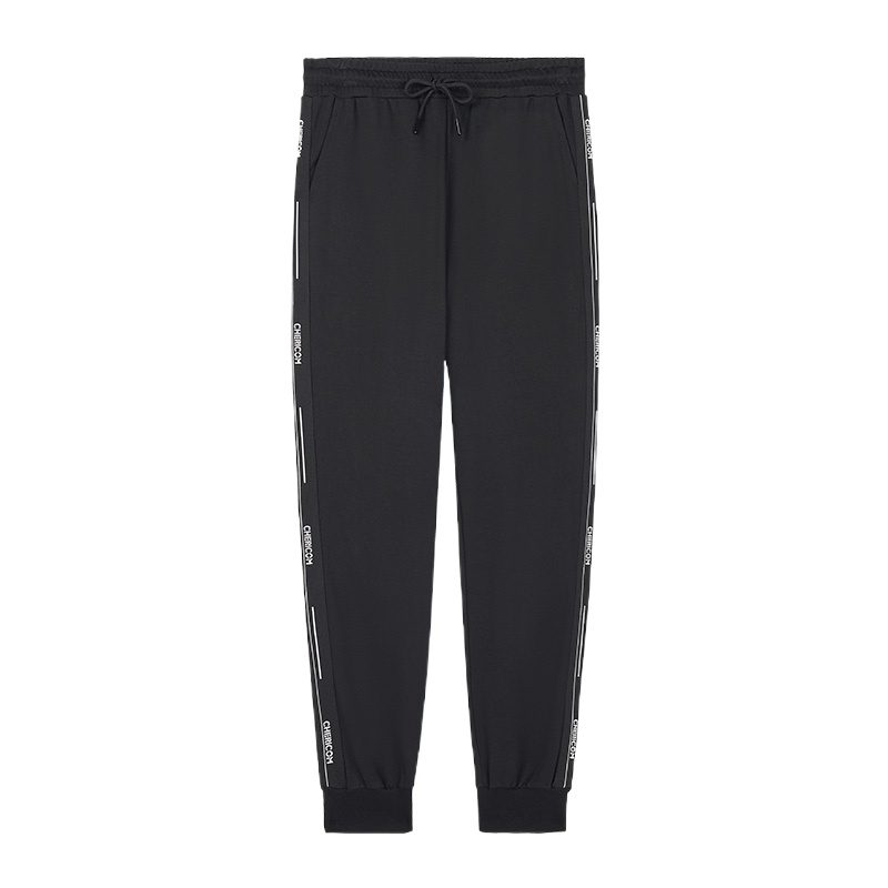 千仞岗春季新款男士松紧腰束脚休闲长裤时尚动感织带