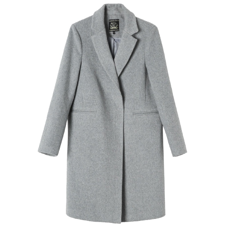 【专柜同款】拉夏贝尔呢子大衣女士秋冬季新款韩版宽松西装领风衣中长款毛呢外套30084059