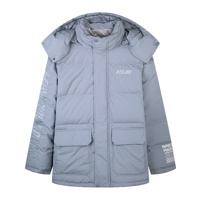 KELME/卡尔美男士运动羽绒服连帽舒适保暖休闲中长外套新款羽绒