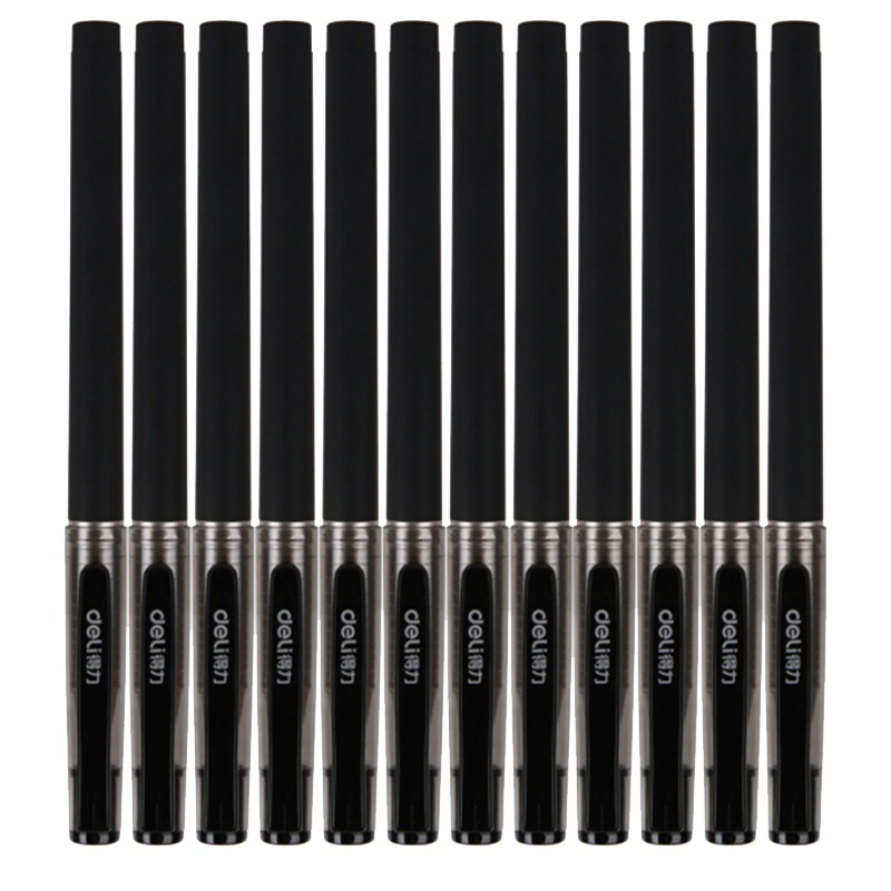 得力 (deli) s77中性笔金属喷漆笔 签字笔0.5mm黑色 12支盒 2盒装