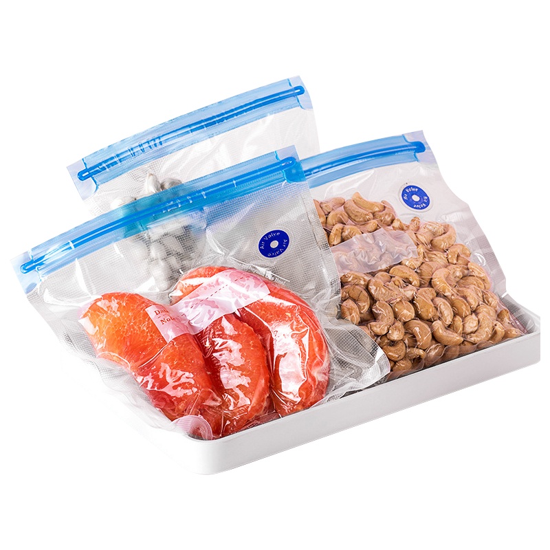 壹志食品真空保鲜袋抽空气食物真空压缩袋塑料密封袋家用零食水果蔬菜包装袋子加厚拉链式冰箱储物袋干果储存狗粮防潮5特5大5中