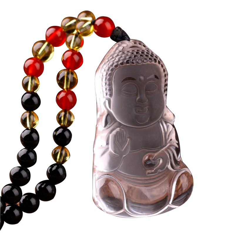 夏洛特天然白水晶宝宝佛项链项坠吊坠送亲朋好友宝贝品