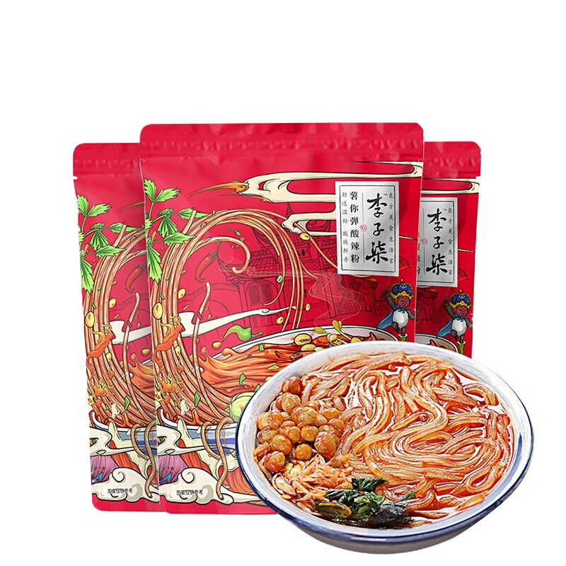 李子柒薯你弹酸辣粉袋装红薯粉四川粉丝米线方便速食食品252g*3袋